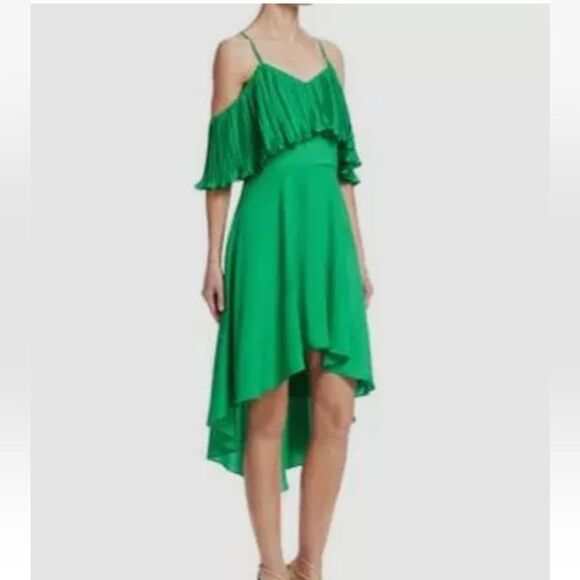 Halston Heritage green high low midi dress, US10 - Picture 3 of 13